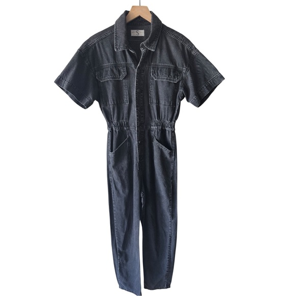 Free People Marci Denim Coverall Jumpsuit - Dark Wash Gray - Size Small - Picture 3 of 9